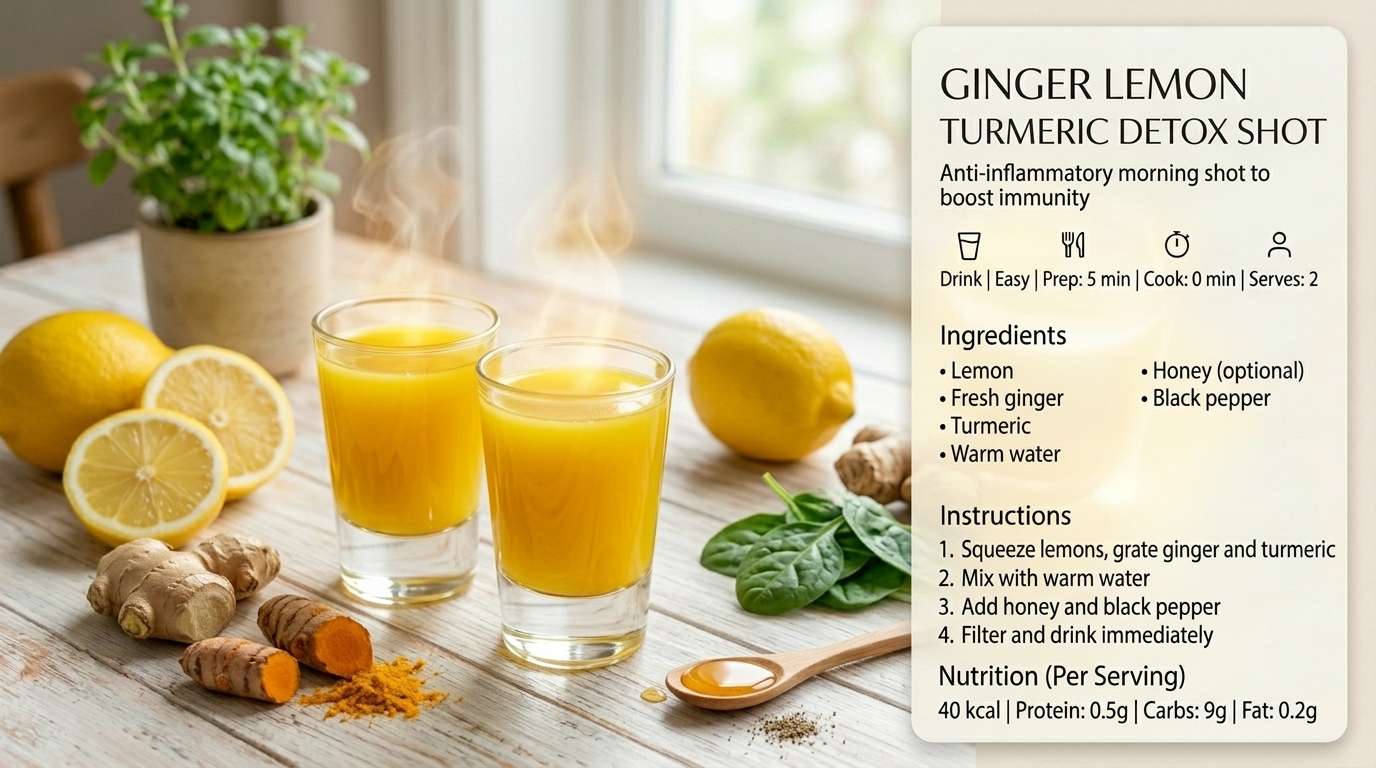 Jus detox gingembre citron curcuma