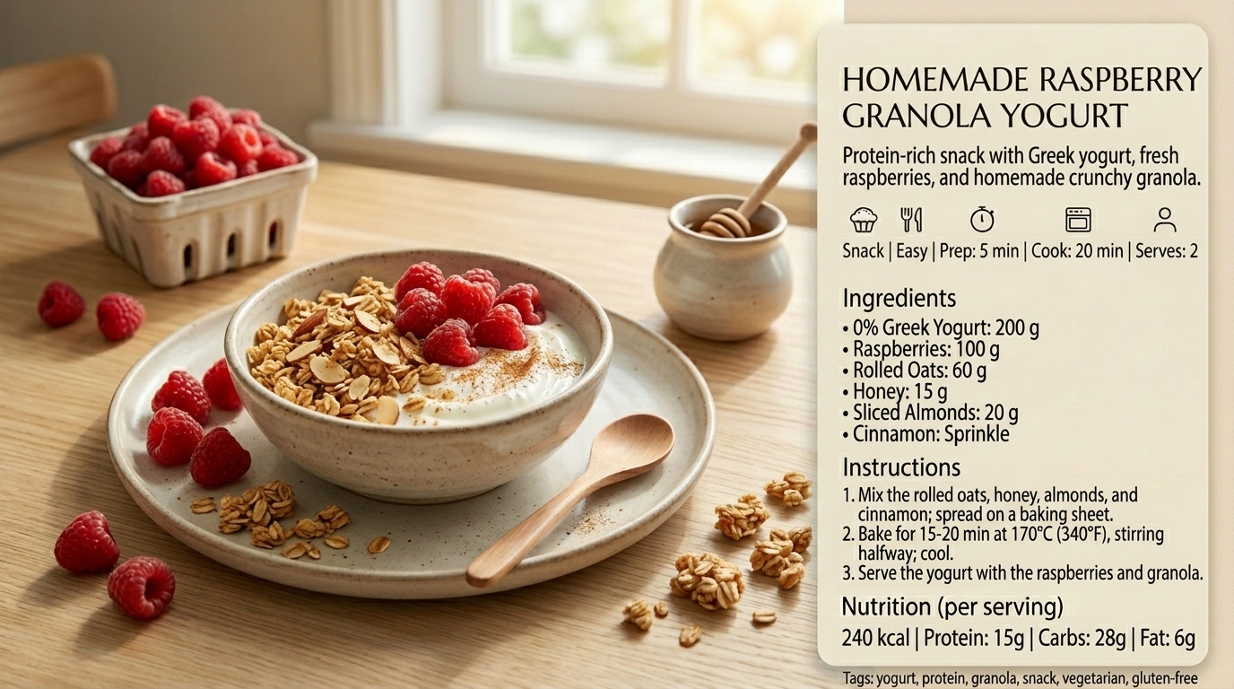 Yaourt framboises granola maison
