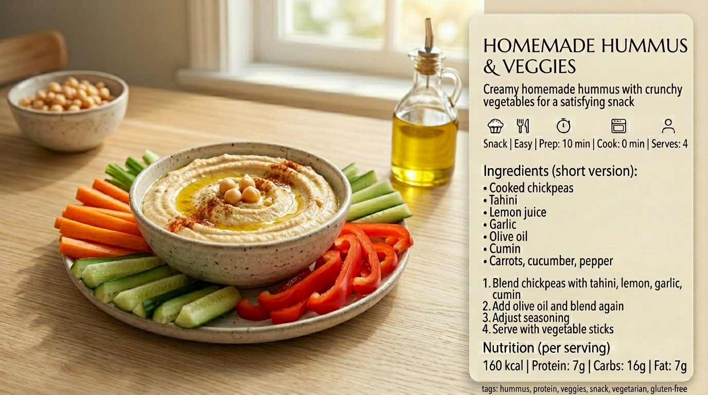 Houmous maison et crudités