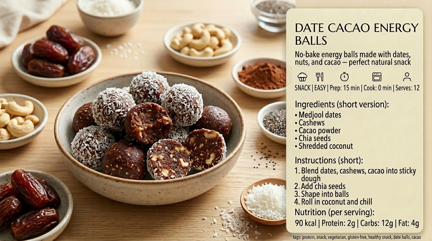 Boules énergie dattes cacao