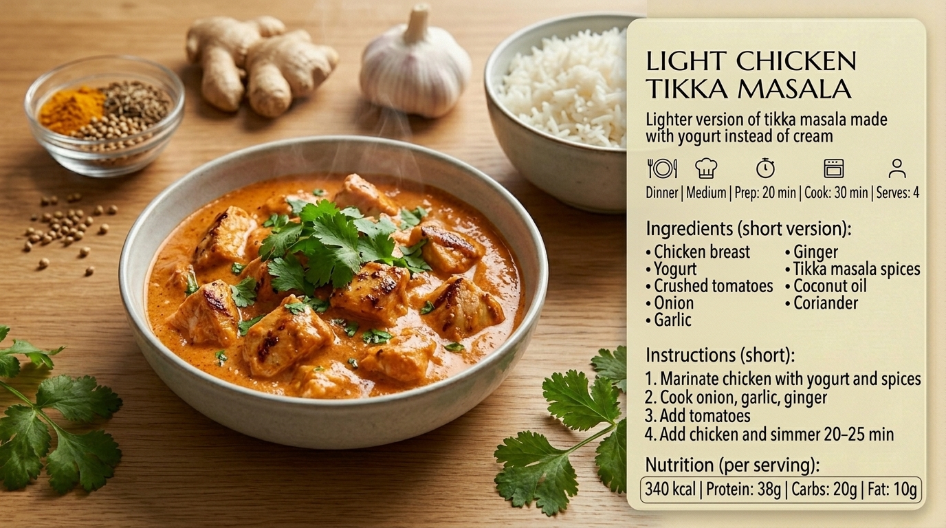 Poulet tikka masala light