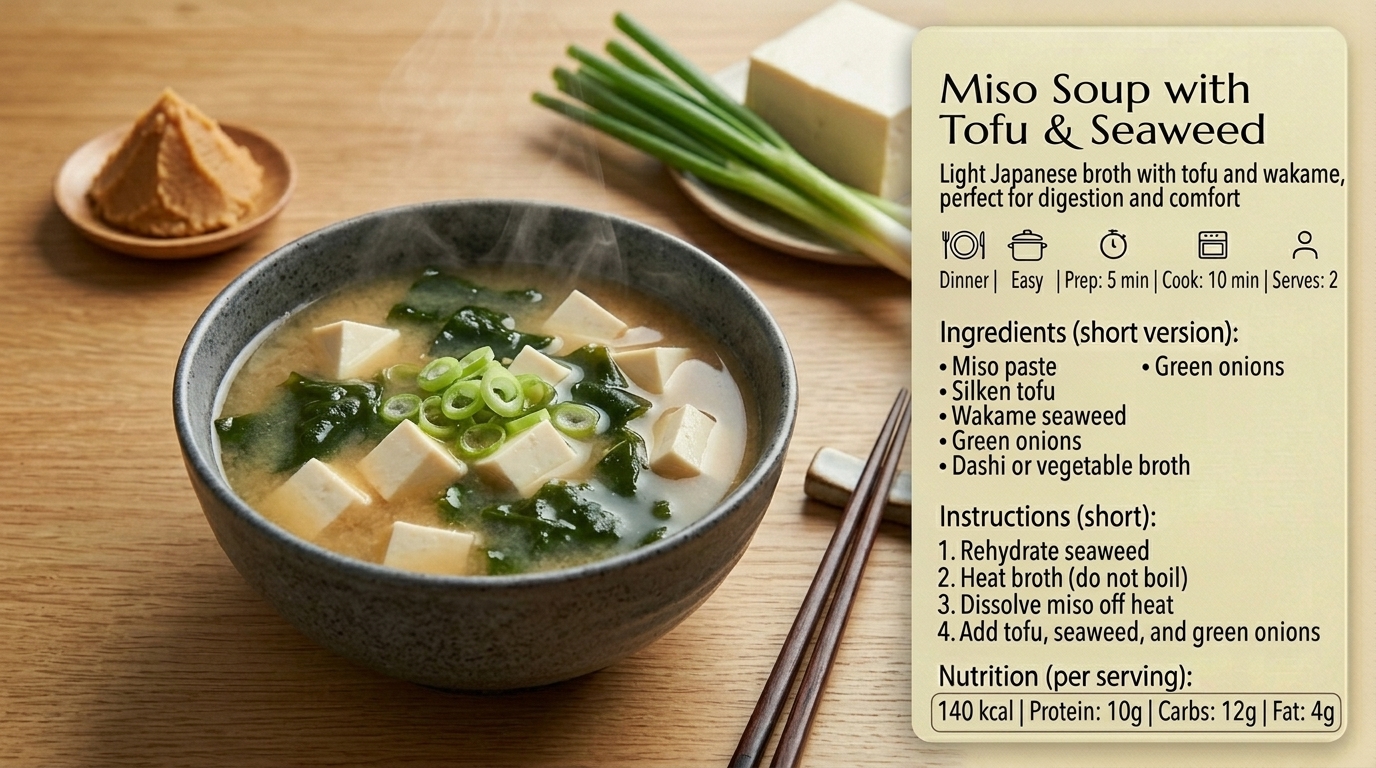 Soupe miso tofu algues