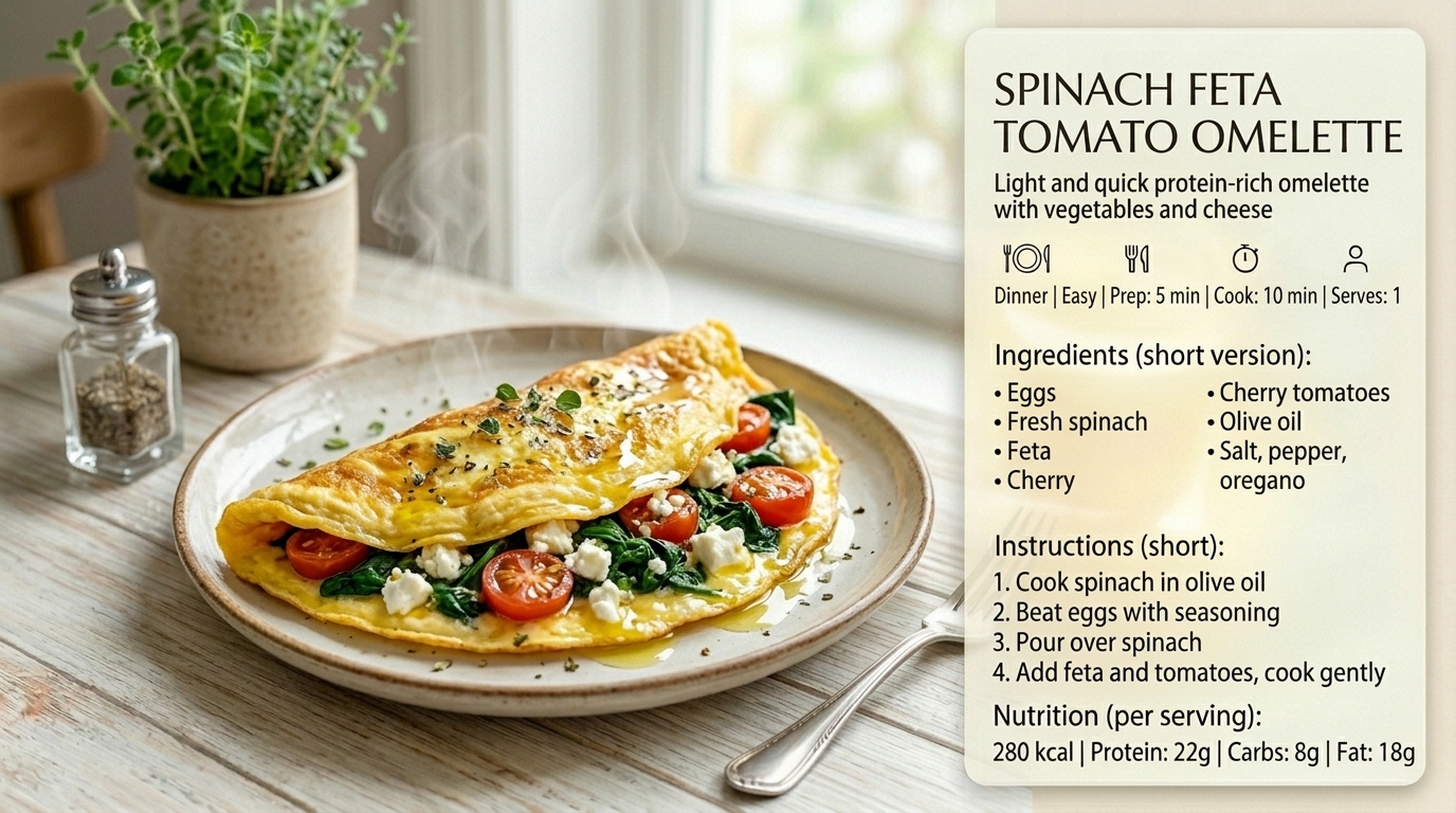 Omelette épinards feta tomates