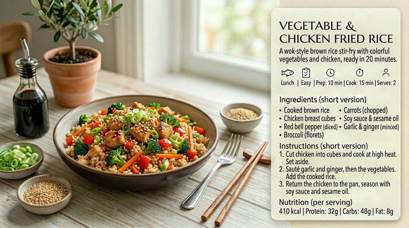 Riz sauté légumes poulet