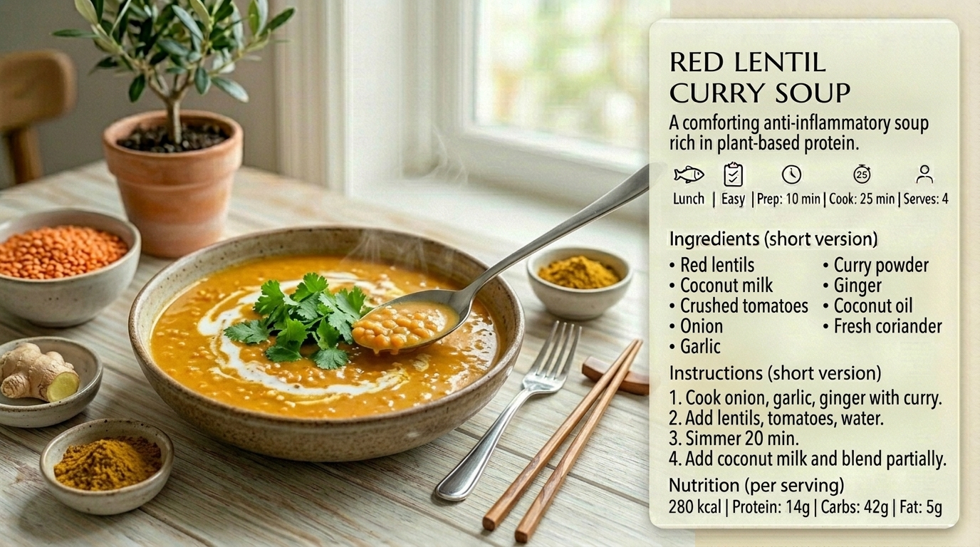 Soupe de lentilles corail au curry