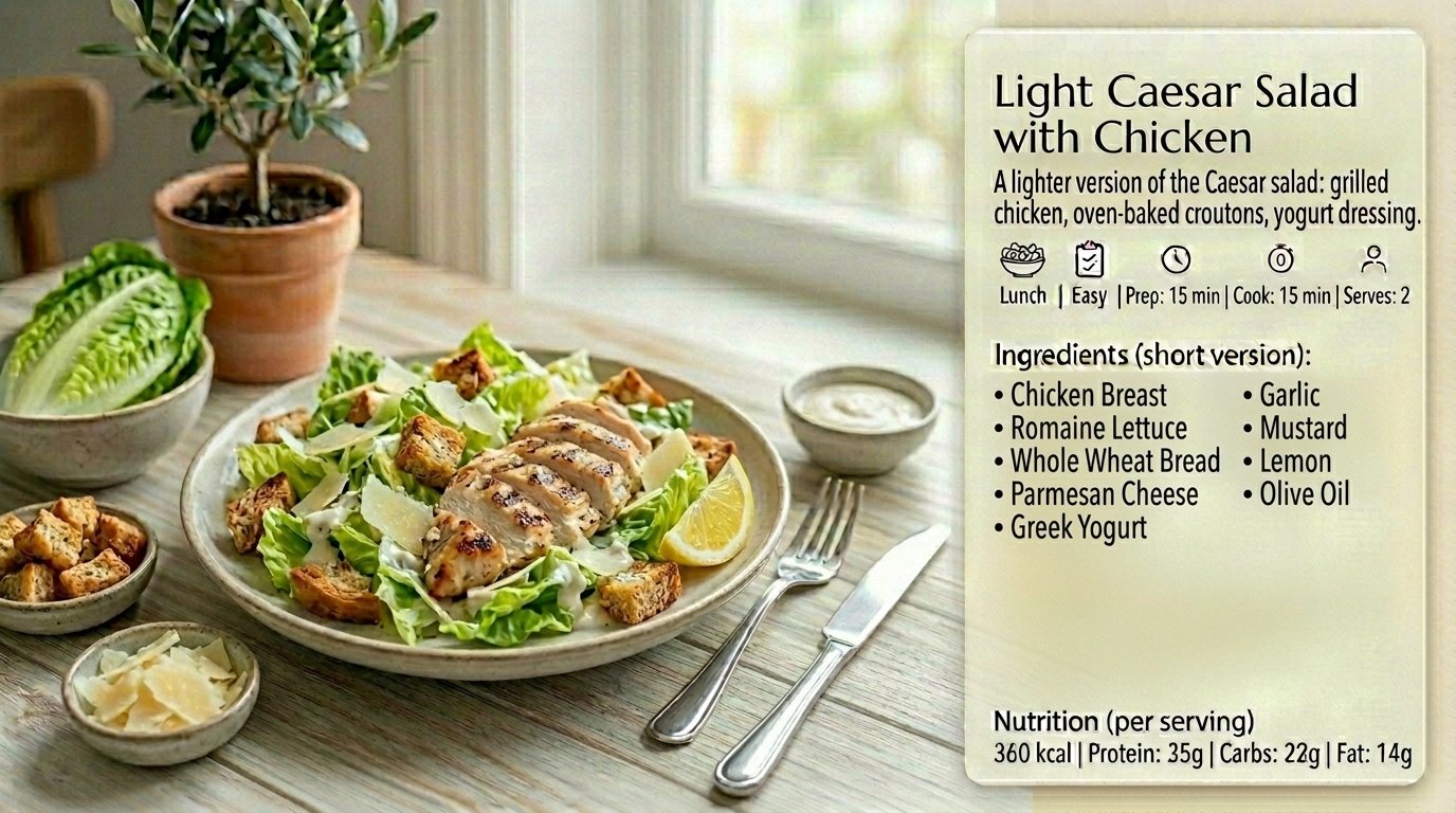 Salade César légère au poulet