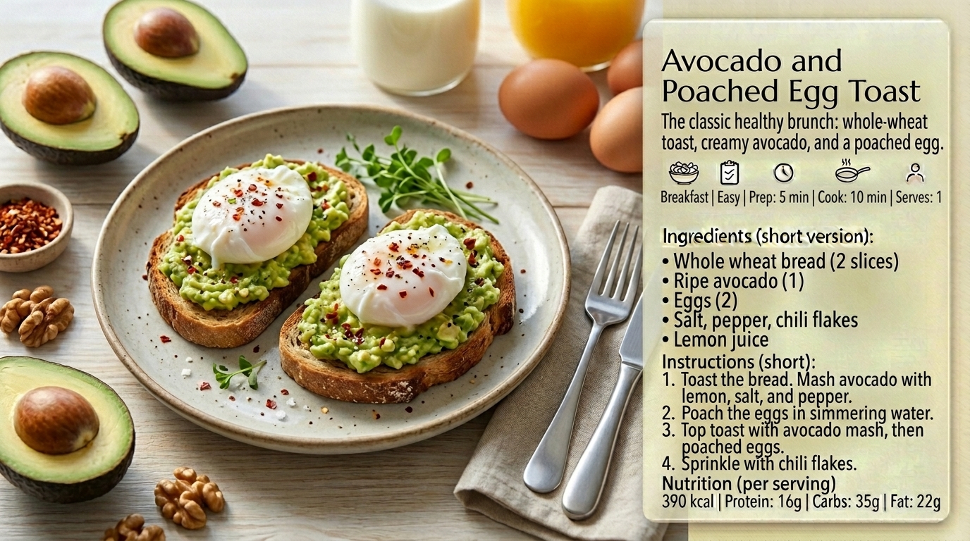 Toast avocat-œuf poché
