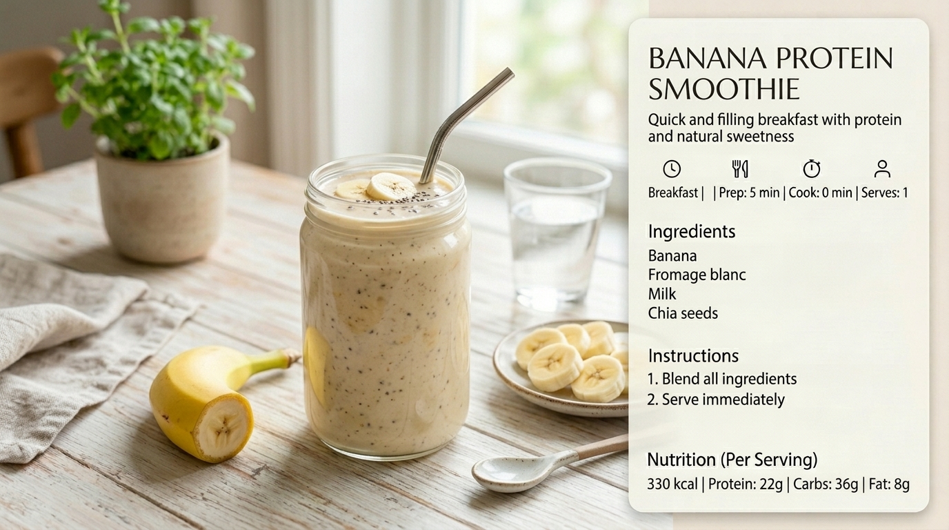 Smoothie banane fromage blanc