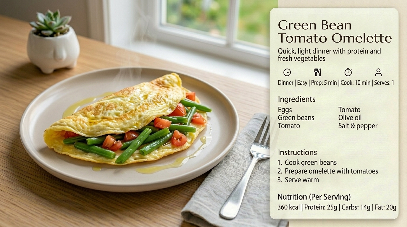 Omelette haricots verts tomate
