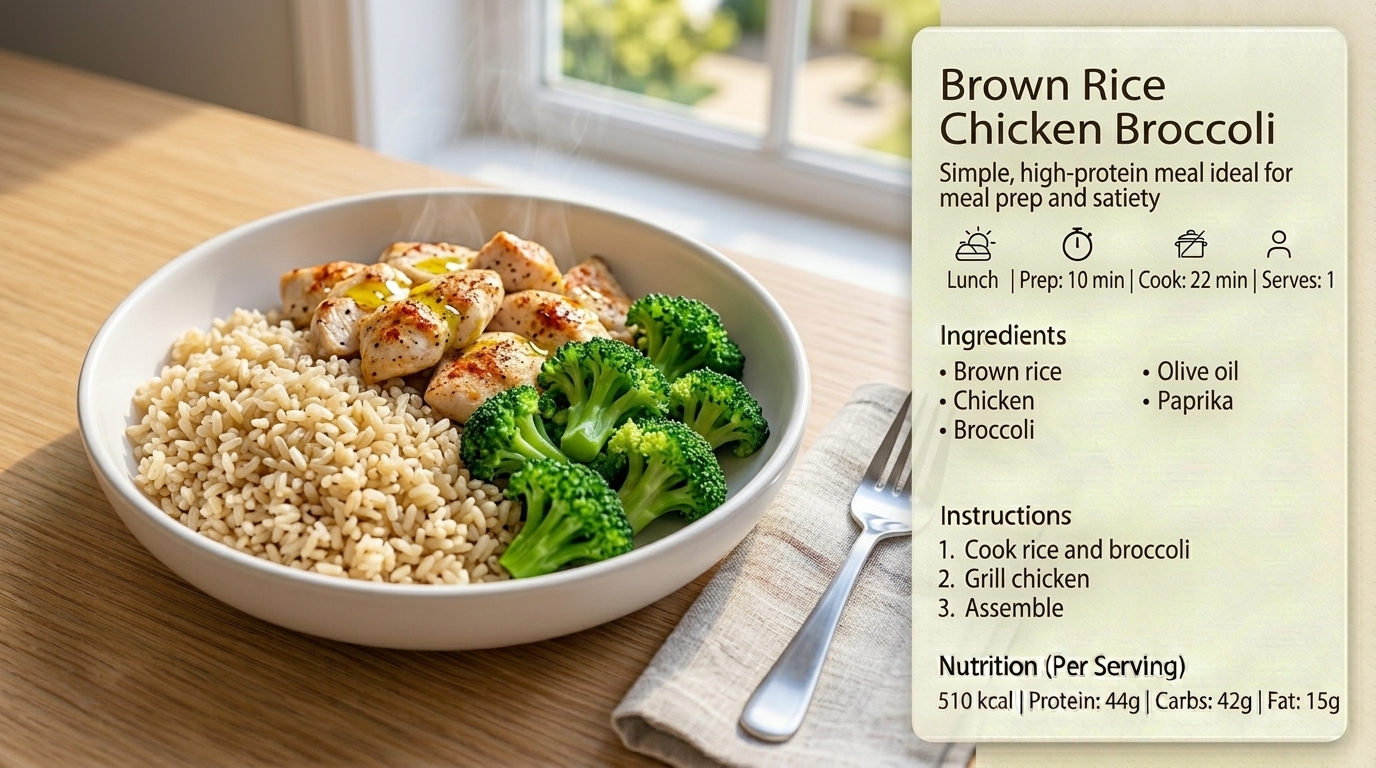 Riz complet poulet brocoli