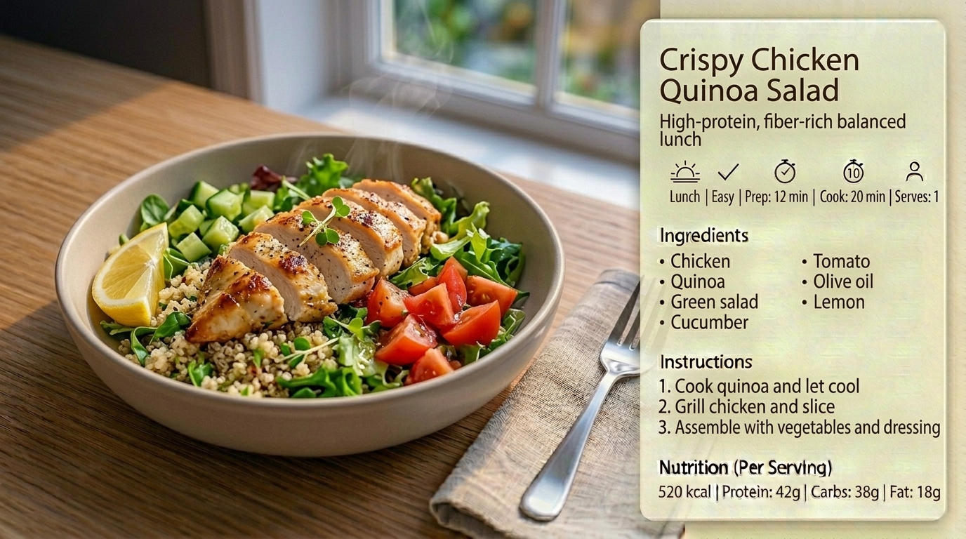 Salade poulet quinoa croquante