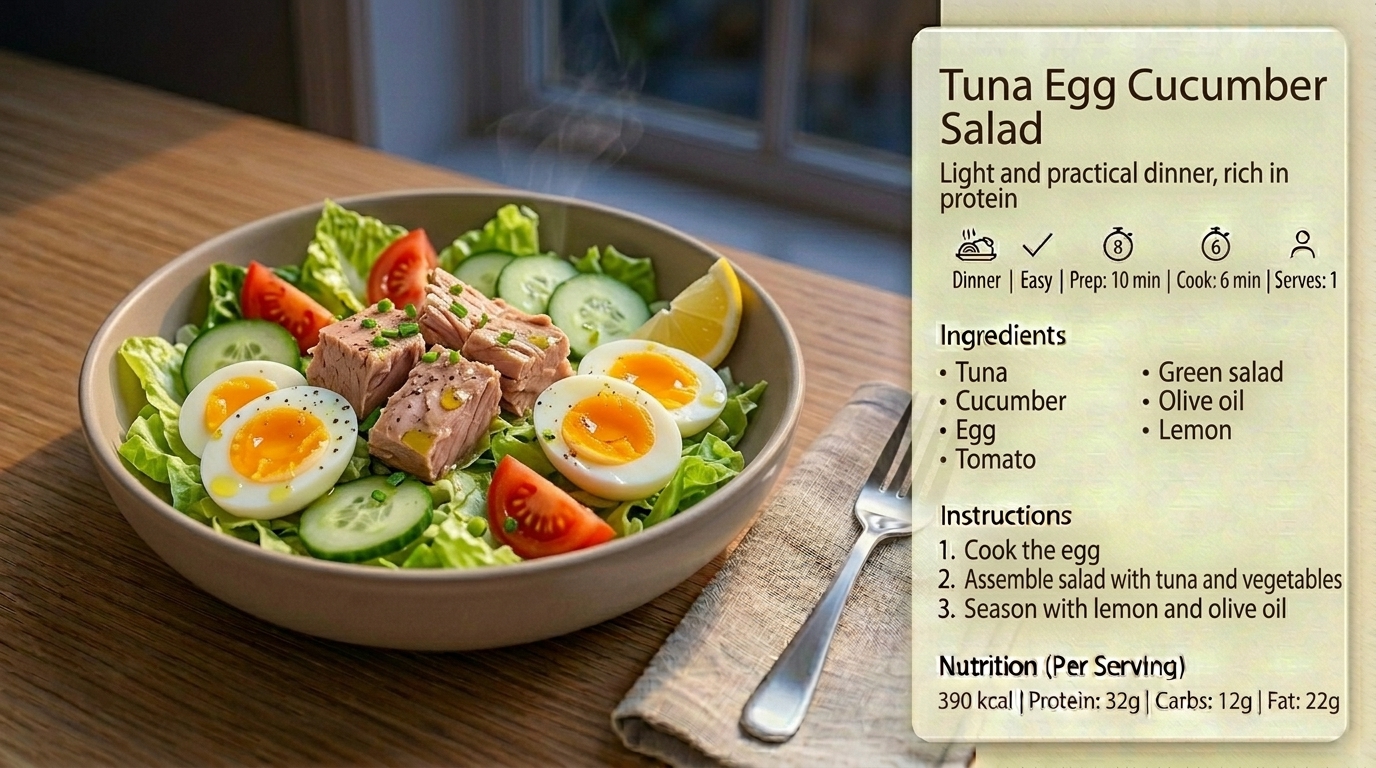 Salade thon œuf concombre légère