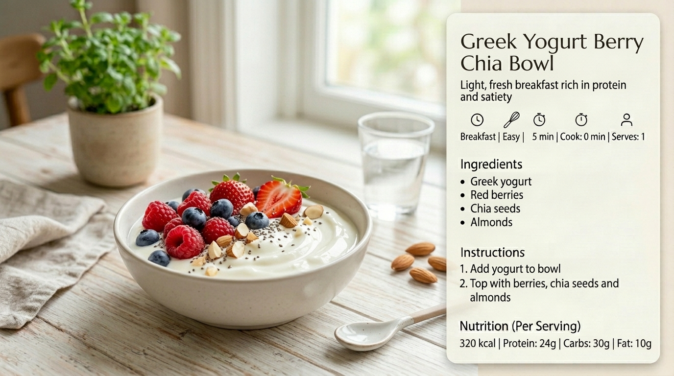 Bowl yaourt grec fruits rouges et chia