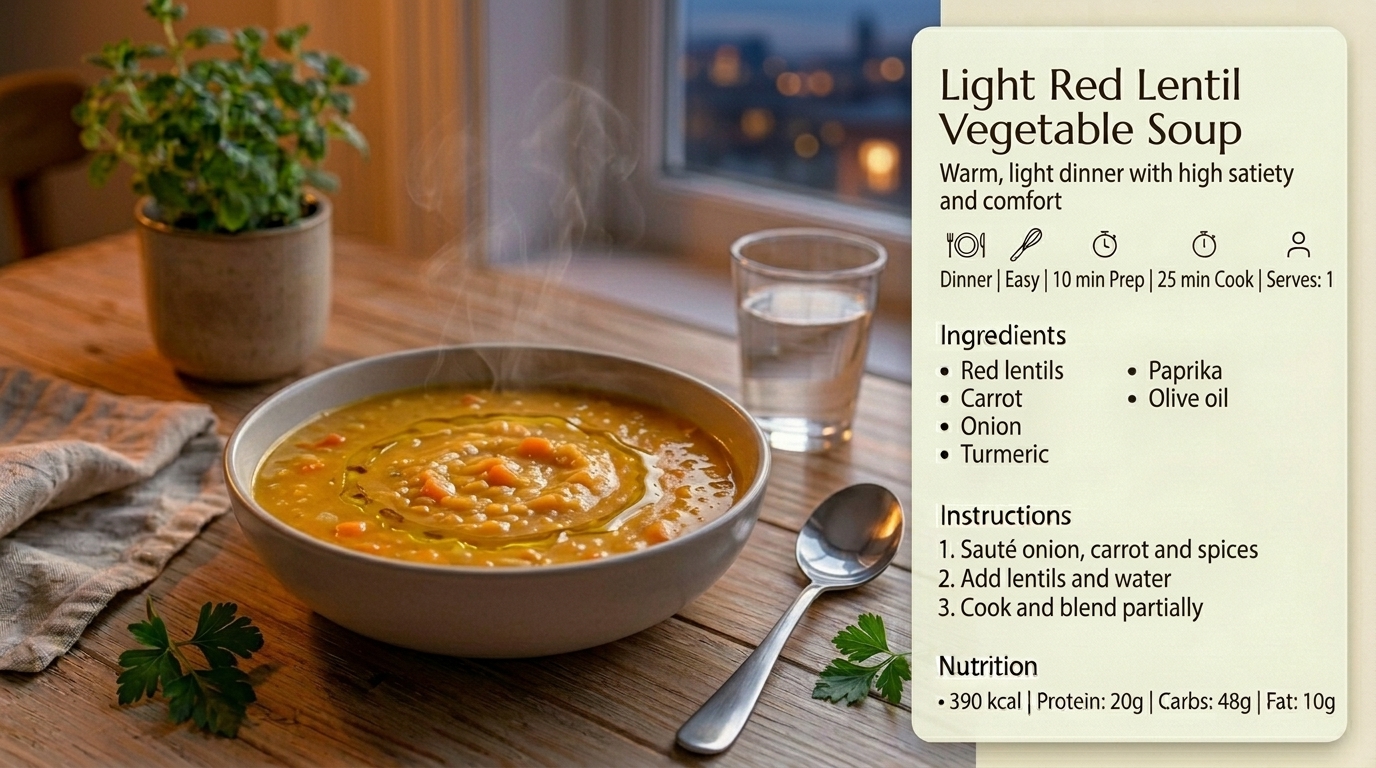 Soupe légère lentilles corail et légumes