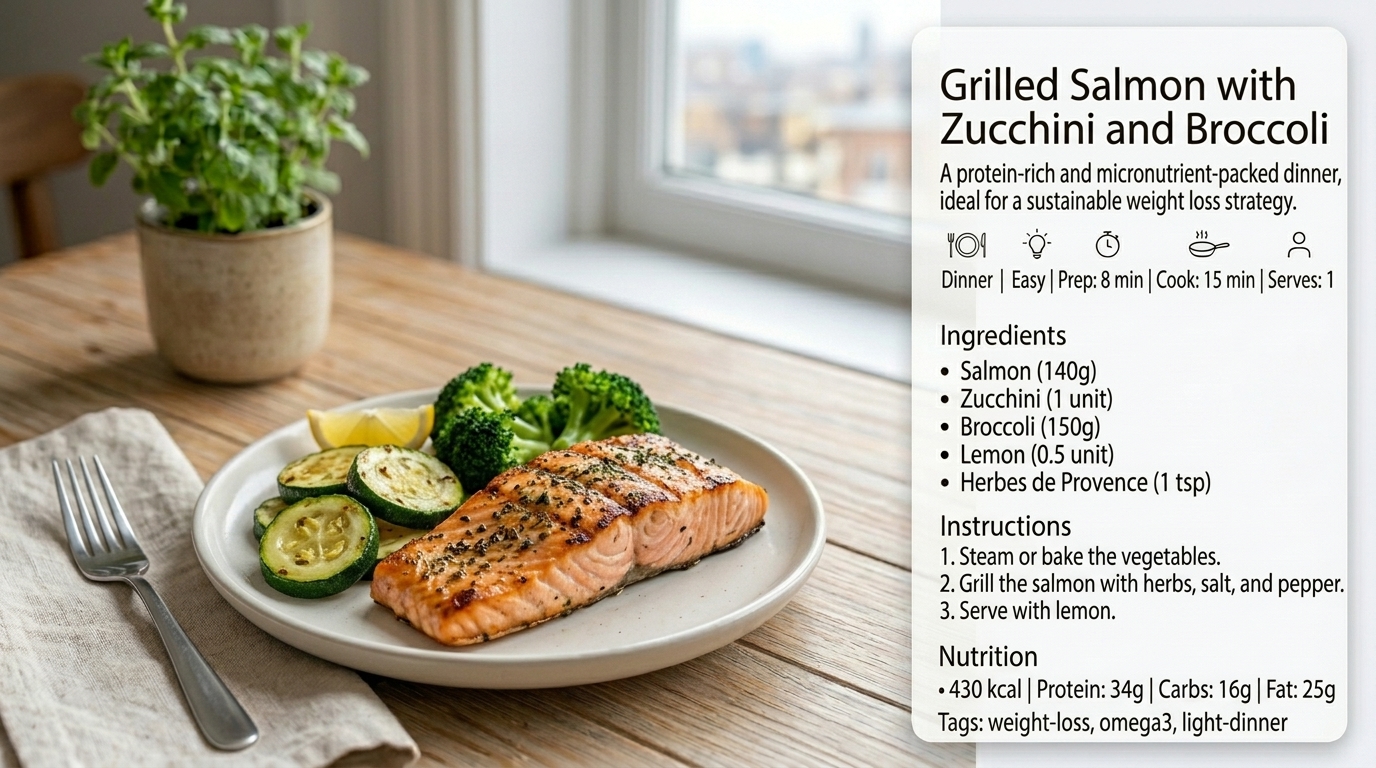 Saumon grillé courgette et brocoli