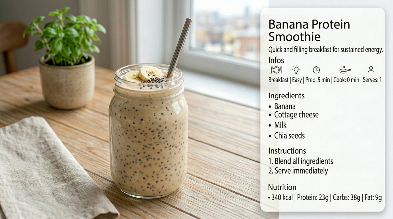 Smoothie satiété banane fromage blanc
