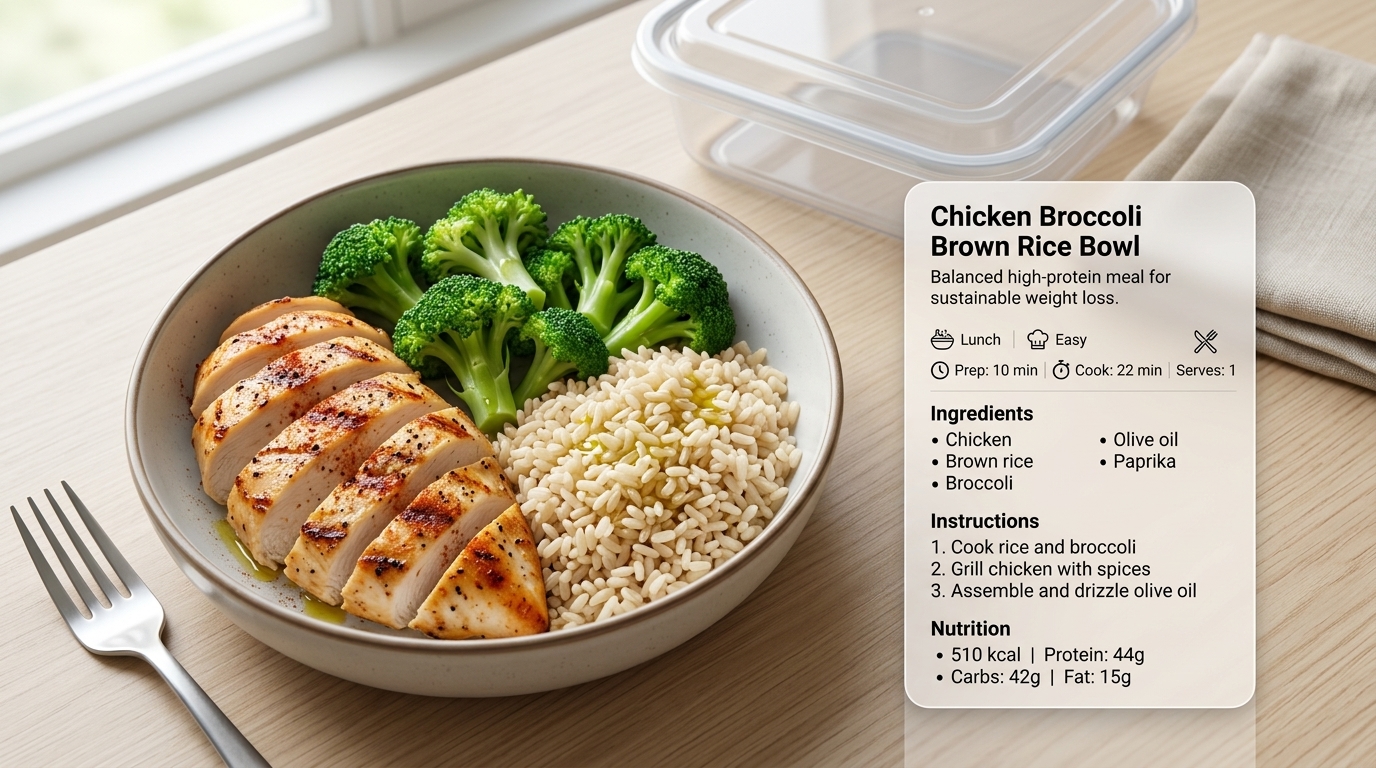 Riz complet poulet brocoli minceur