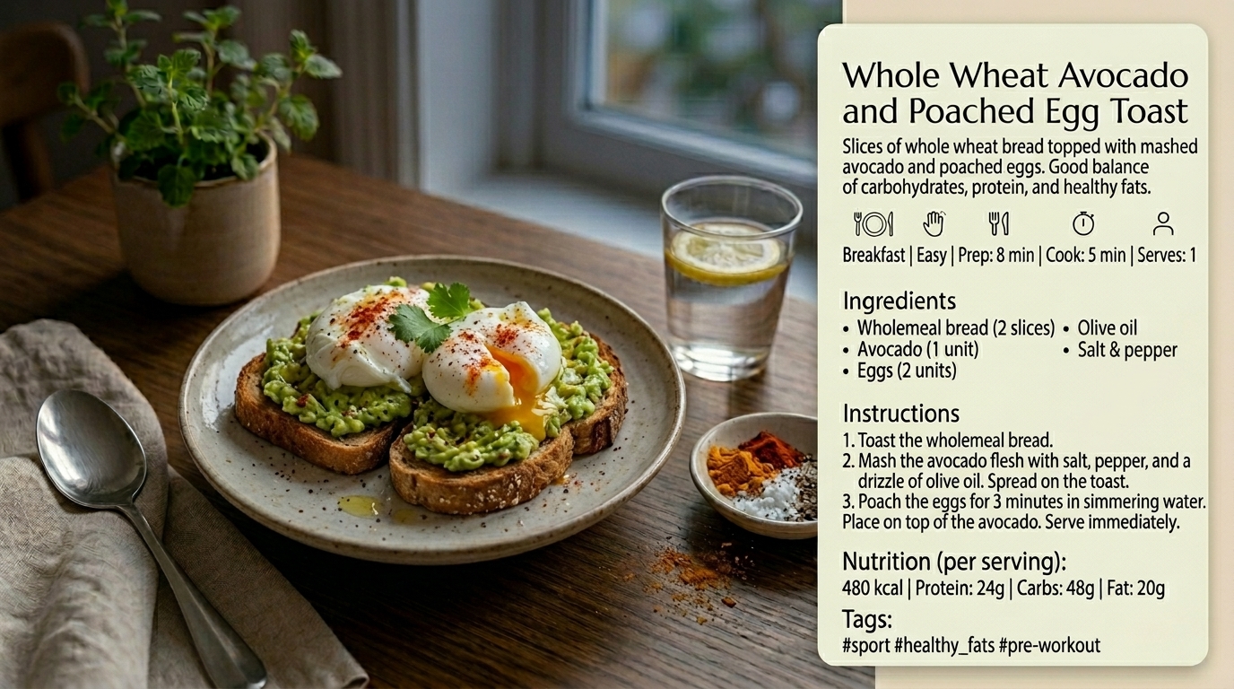 Toast complet avocat-œuf poché