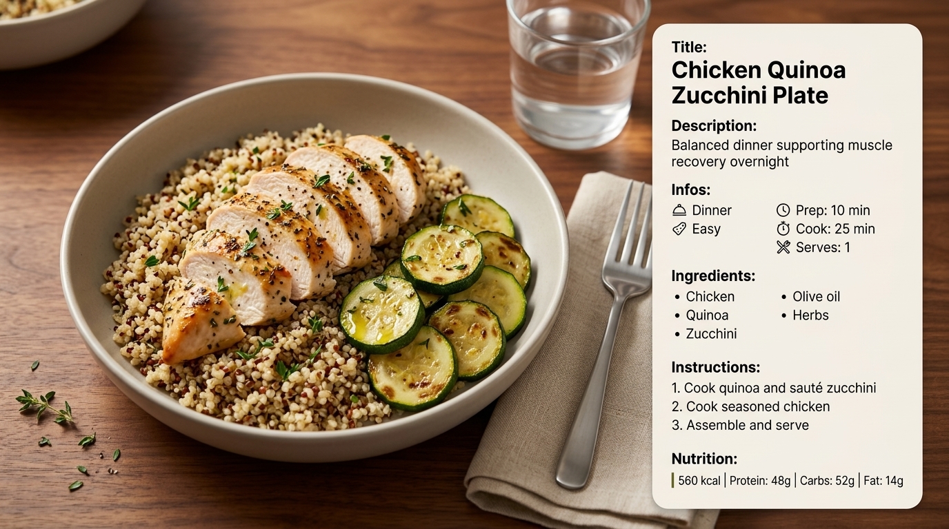 Poulet rôti quinoa courgette