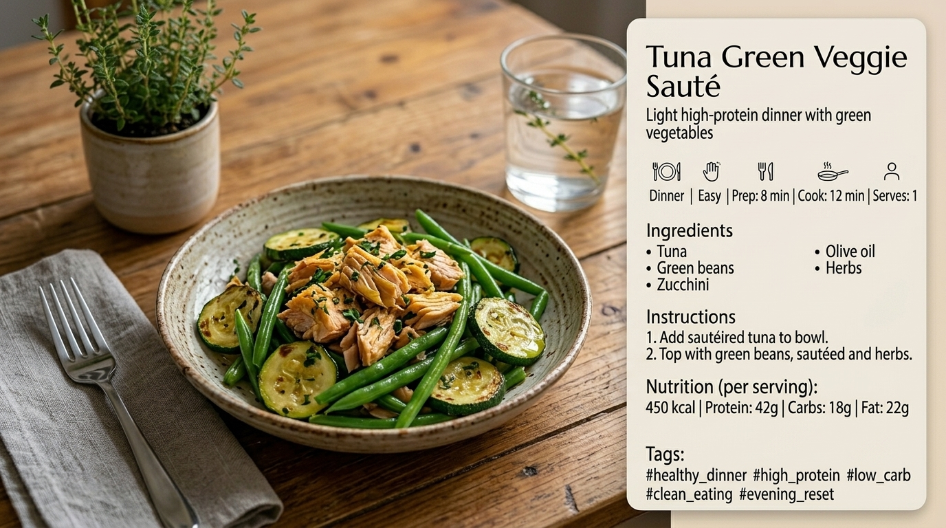 Thon sauté haricots verts courgette