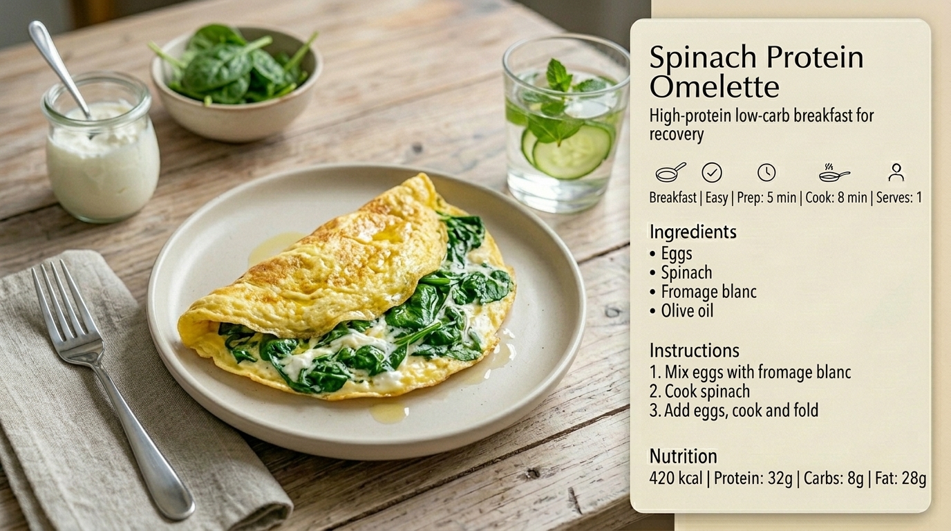 Omelette épinards protéinée