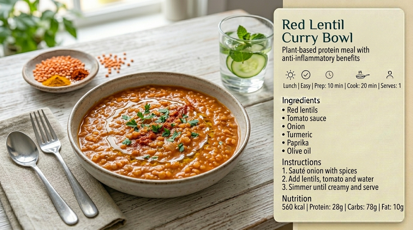 Bol de lentilles corail au curry